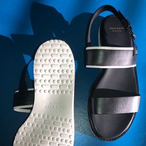 Black & White Leather Strap Sandal Unworn